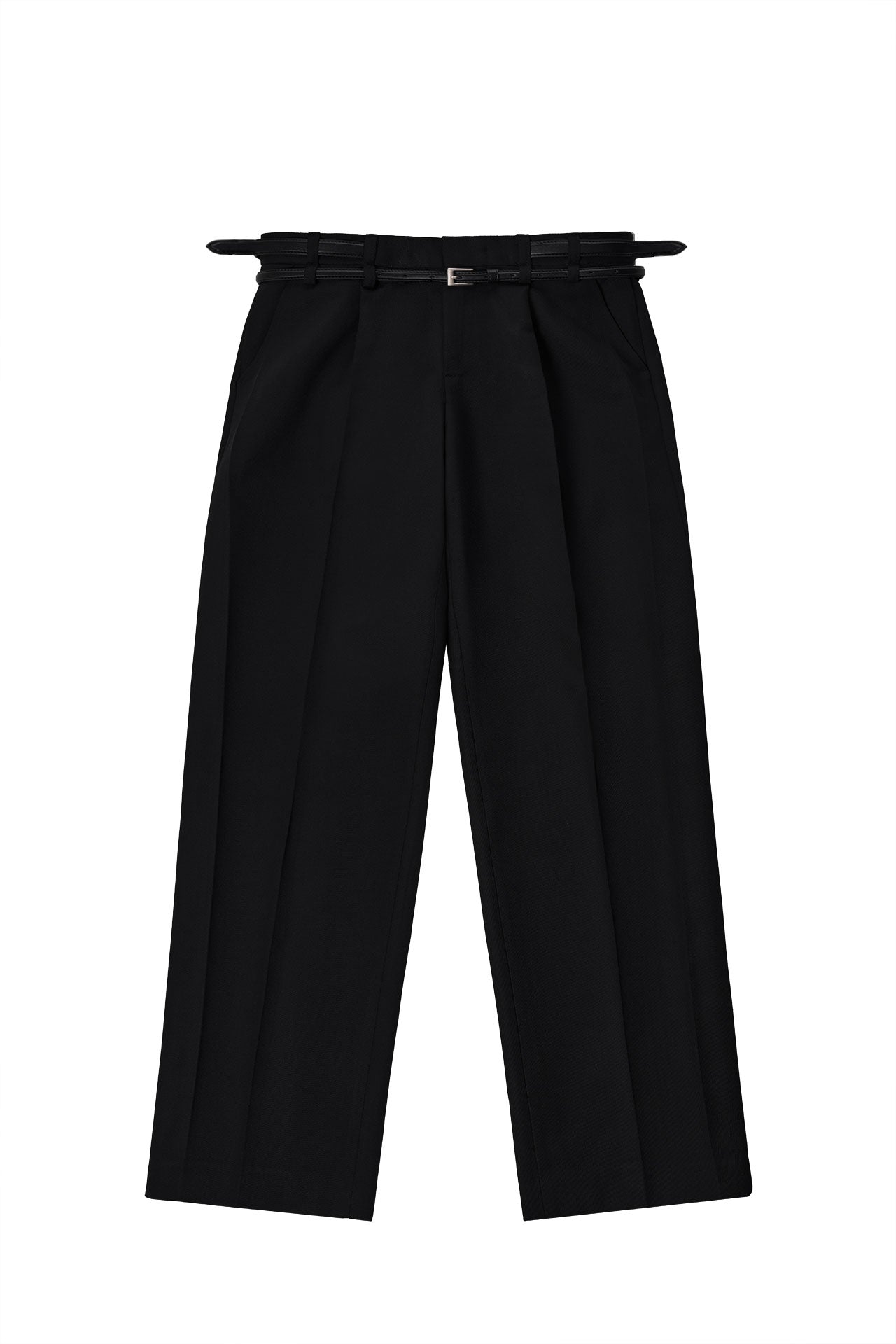 STU - Crease Double Belt Slacks (Black) product image 2 | TRAB K-Fashion Australia