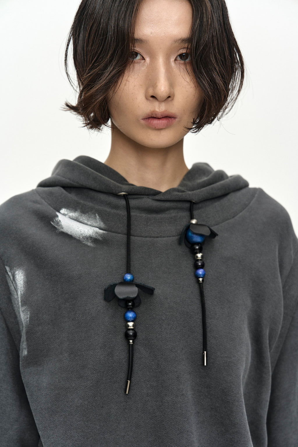 Andersson Bell - Metallic Painted Layered Hoodie (Charcoal) product image 6 | TRAB K-Fashion Australia