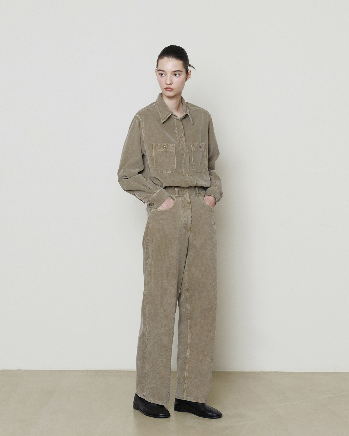 Brownyard - Garment Dyed Corduroy Shirt (Dark Beige) product image 1 | TRAB K-Fashion Australia