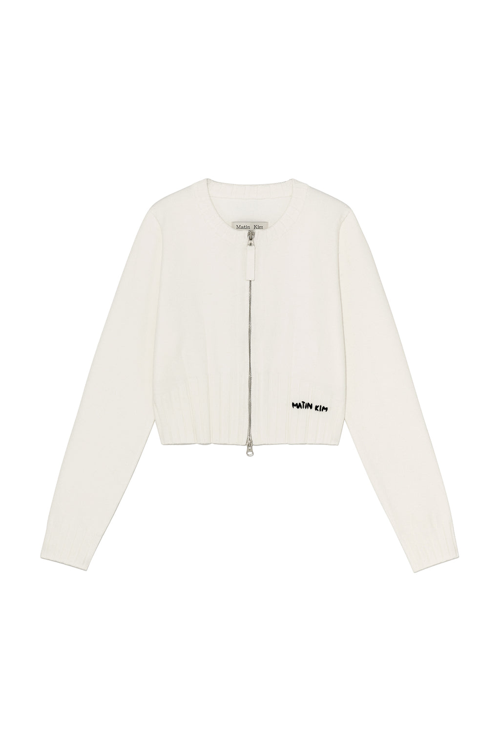 Matin Kim - Round Neck Zip Up Crop Cardigan (Ivory) product image 1 | TRAB K-Fashion Australia