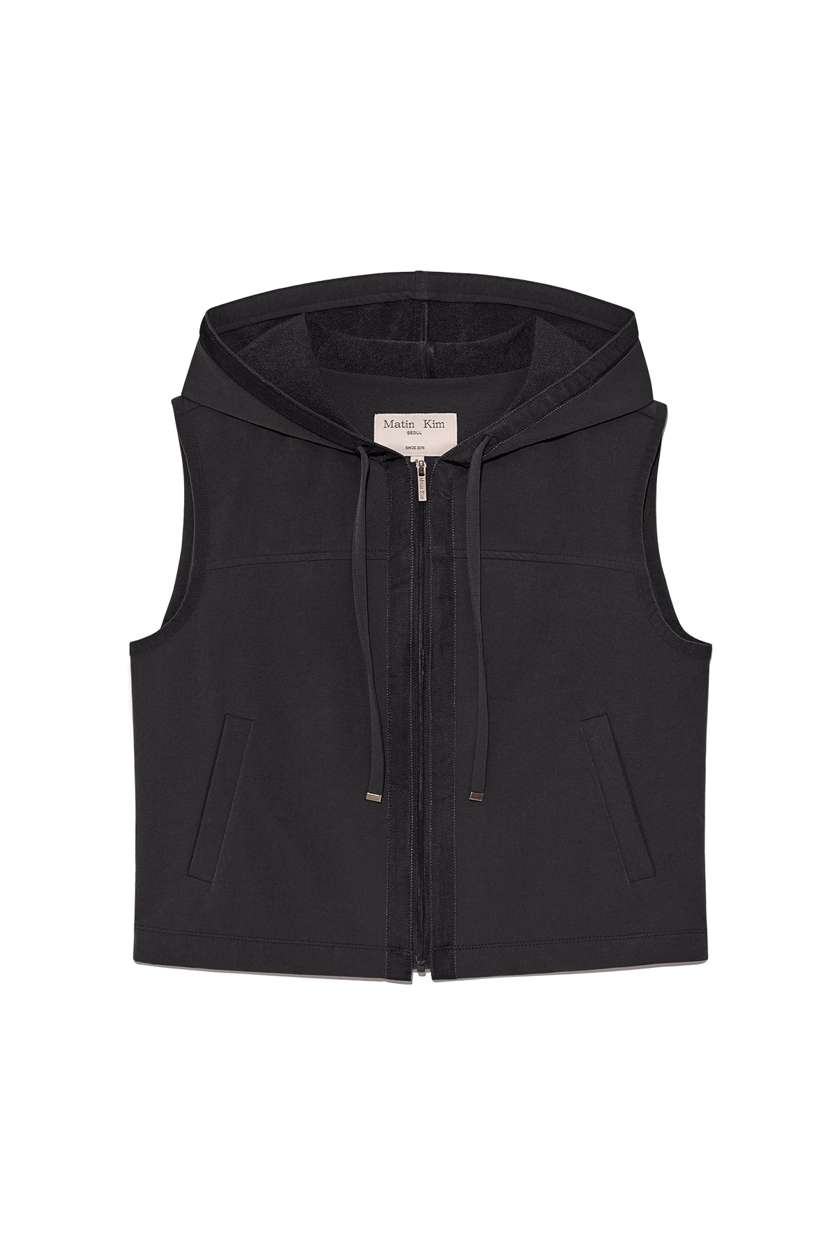 Matin Kim - Back Logo Light Hoody Vest (Charcoal) product image 1 | TRAB K-Fashion Australia