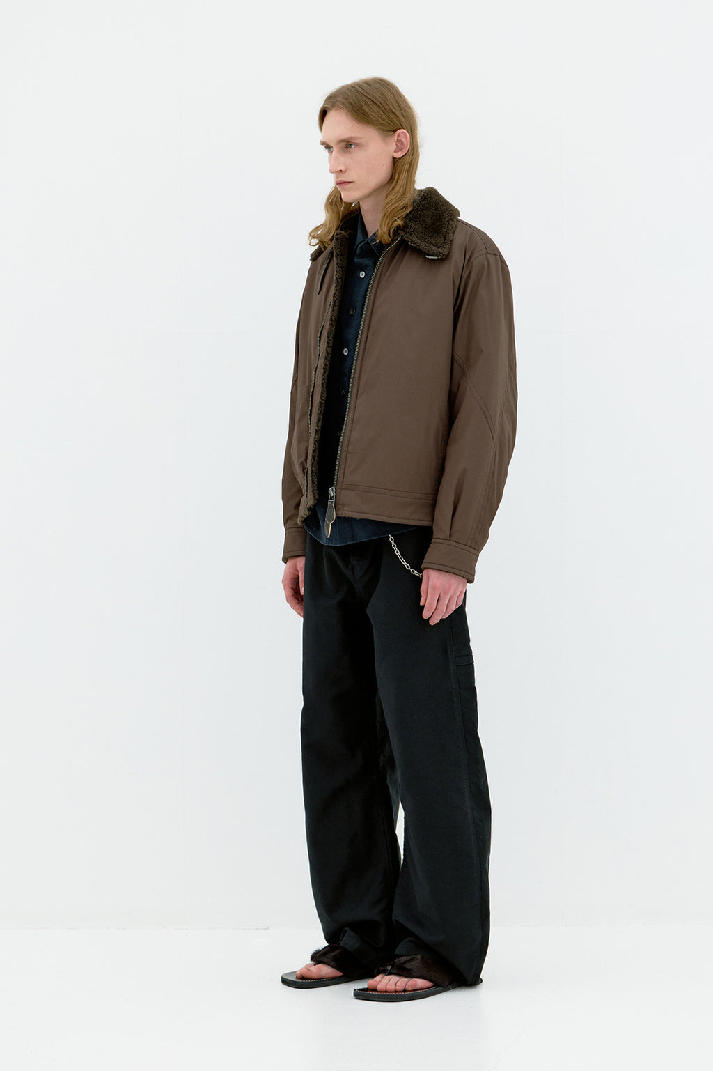 Coor - Fur Lined Cotton B-3 Jacket (Dark Brown) product image 3 | TRAB K-Fashion Australia