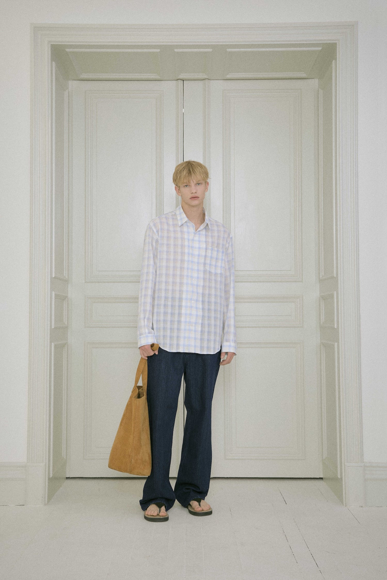 STU - Embroidery Check Shirt Sky (Blue) product image 4 | TRAB K-Fashion Australia