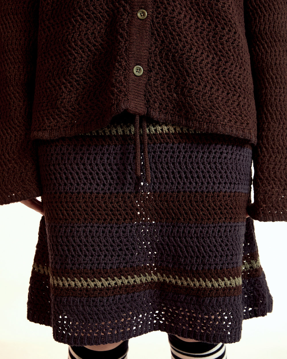 Coyseio - Stripe Layered Knit Skirt (Brown) product image 6 | TRAB K-Fashion Australia
