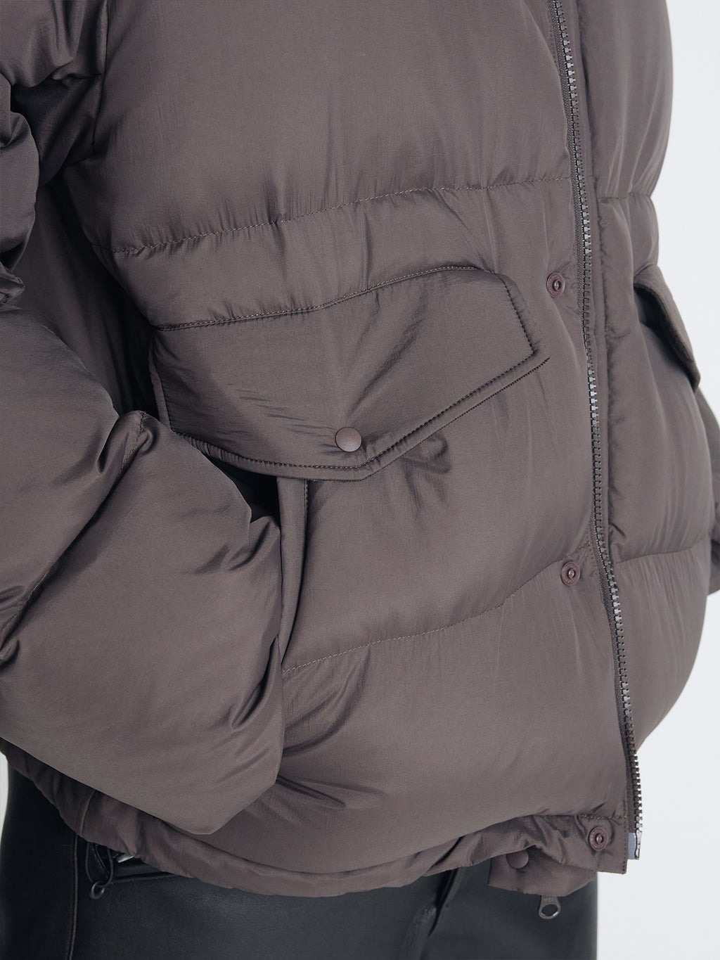 Tonywack - Leather Collar Down Puffer Blouson (Deep Brown) product image 8 | TRAB K-Fashion Australia
