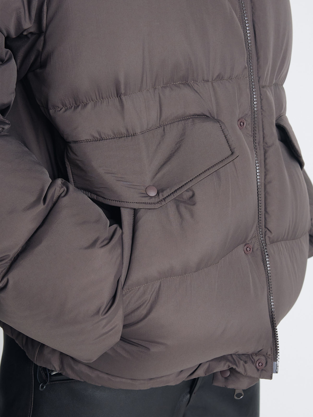 Tonywack - Leather Collar Down Puffer Blouson (Deep Brown) product image 8 | TRAB K-Fashion Australia