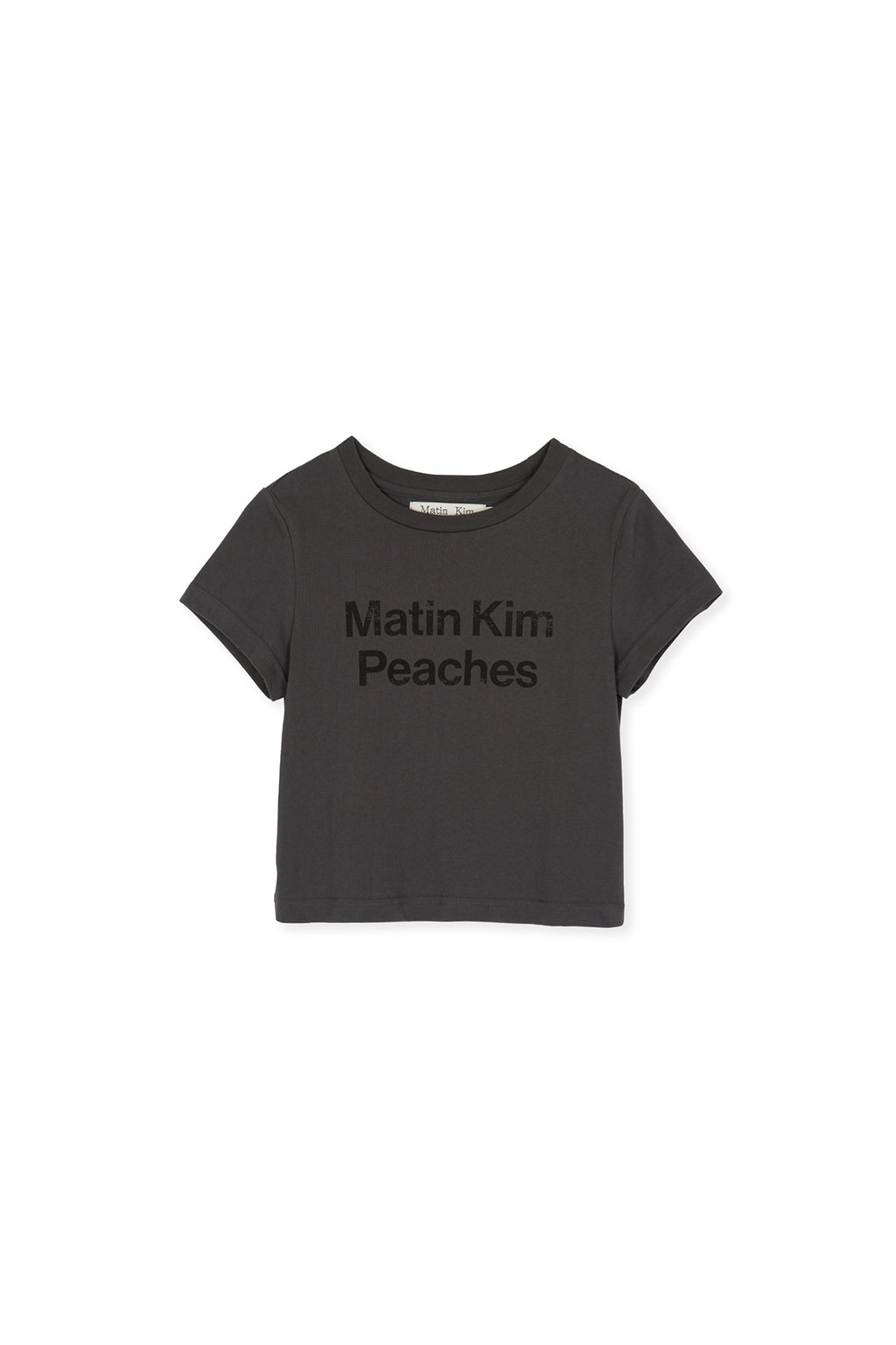 Matin Kim - Peaches Logo Graphic Crop Top (Charcoal) product image 2 | TRAB K-Fashion Australia