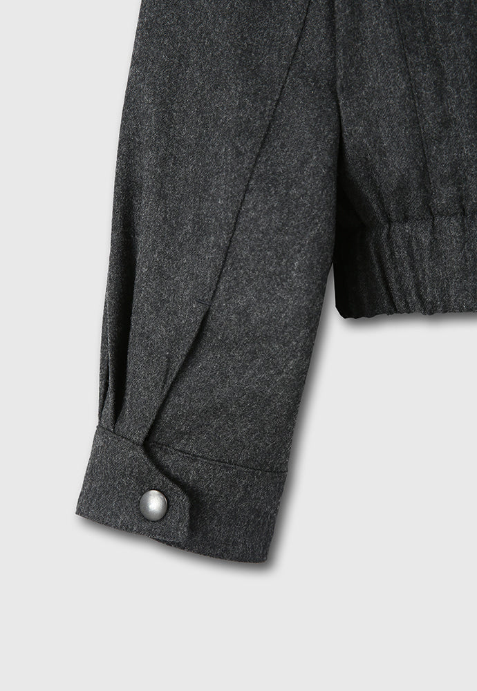 Tonywack - Wool And Cashmere High Collar Stud Blouson (Dark Grey) product image 14 | TRAB K-Fashion Australia