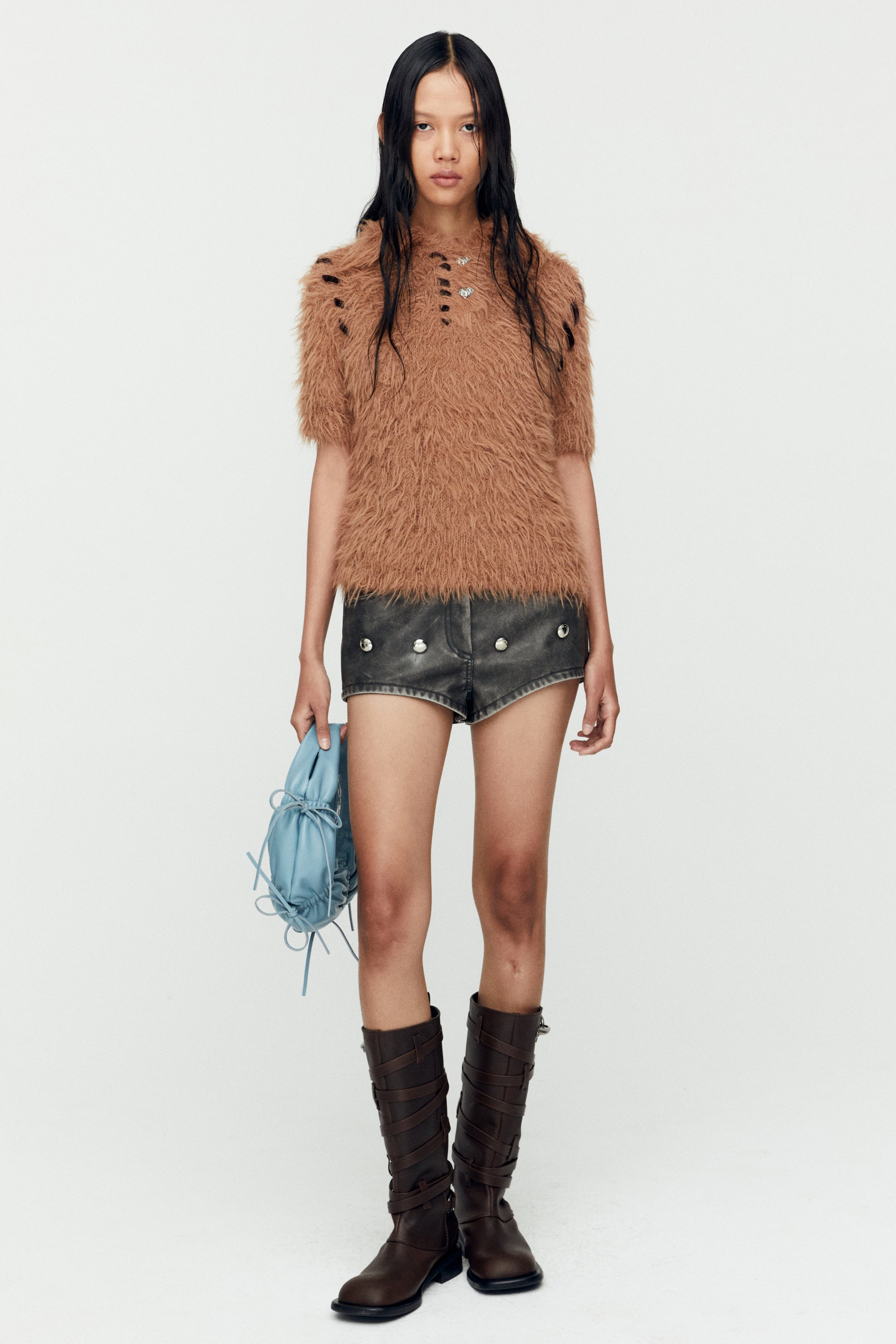 Andersson Bell - Bear Knit Polo Top (Brown) product image 4 | TRAB K-Fashion Australia