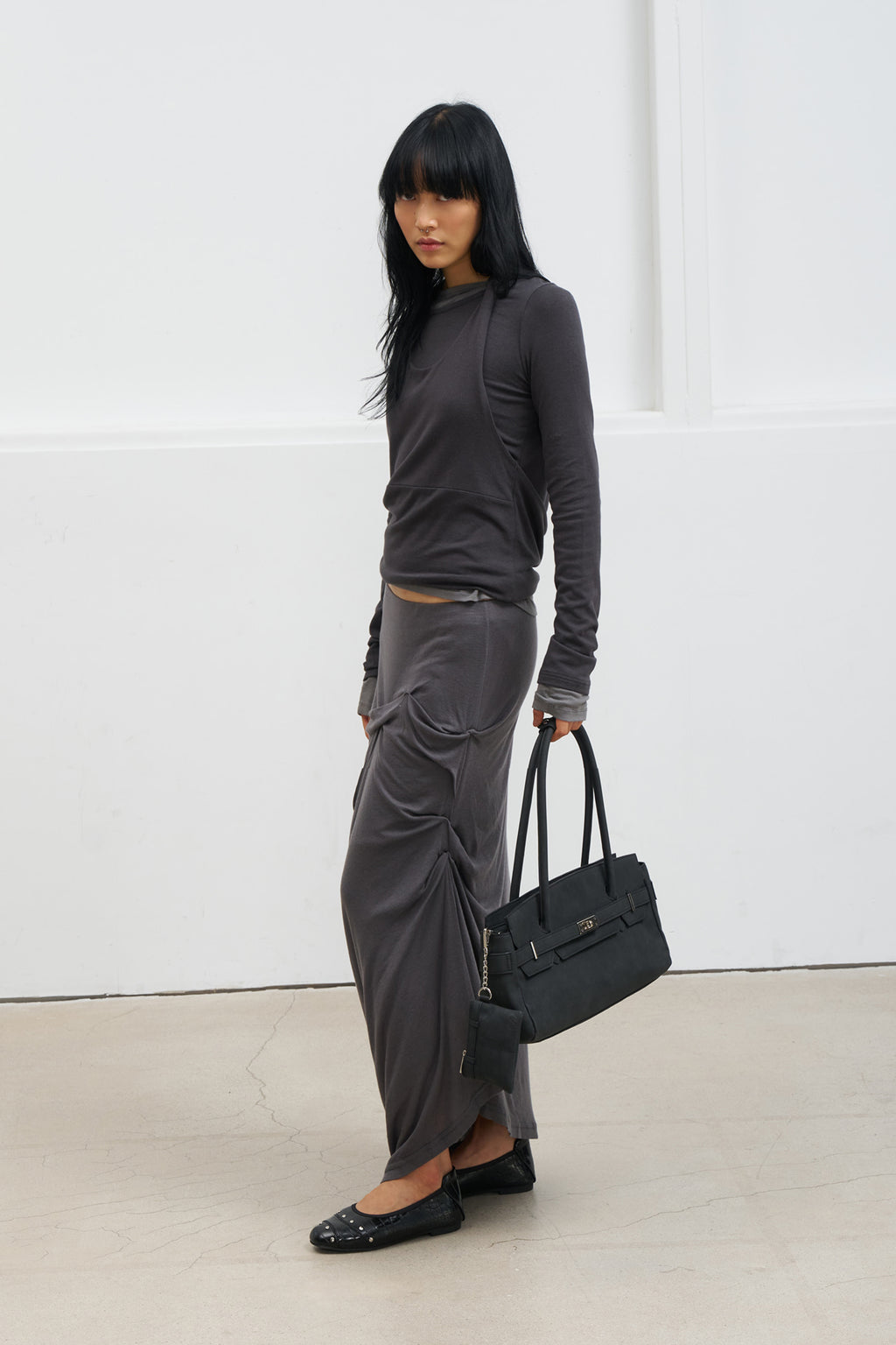 Deinet - Layered Halter Neck Long Sleeve (Charcoal) product image 5 | TRAB K-Fashion Australia