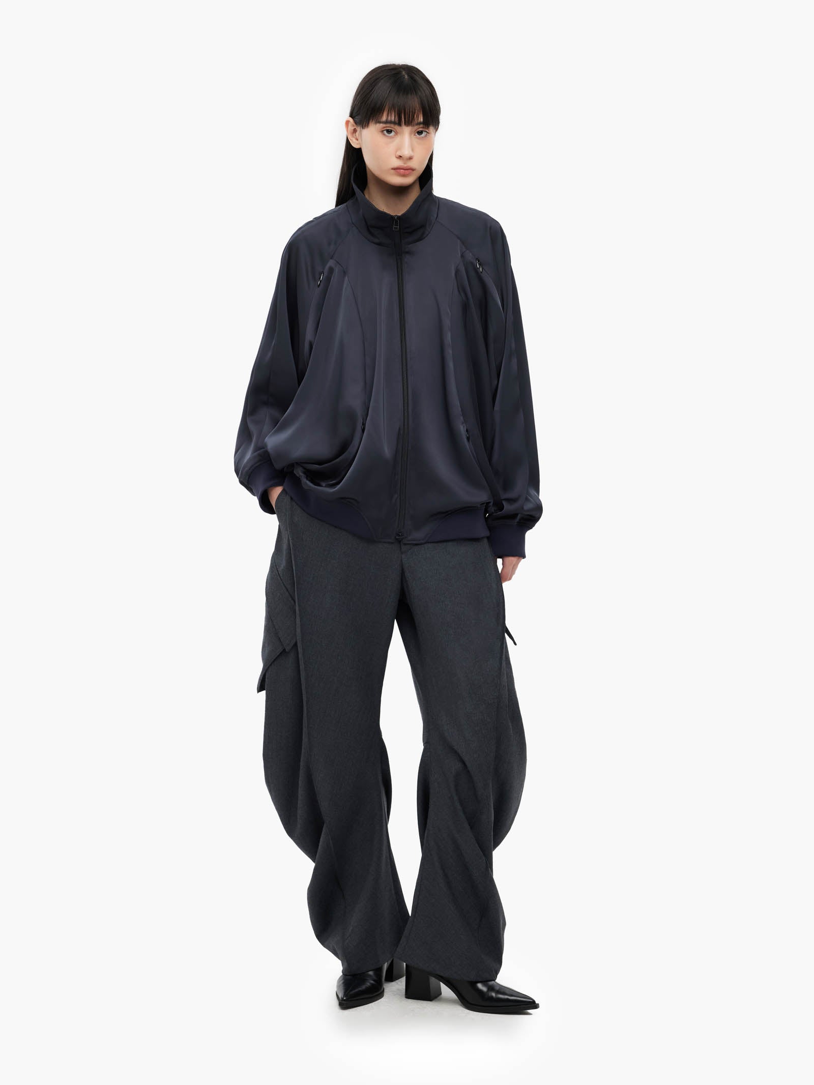 Jiyong Kim - Draped Track Jacket (Navy) product image 4 | TRAB K-Fashion Australia