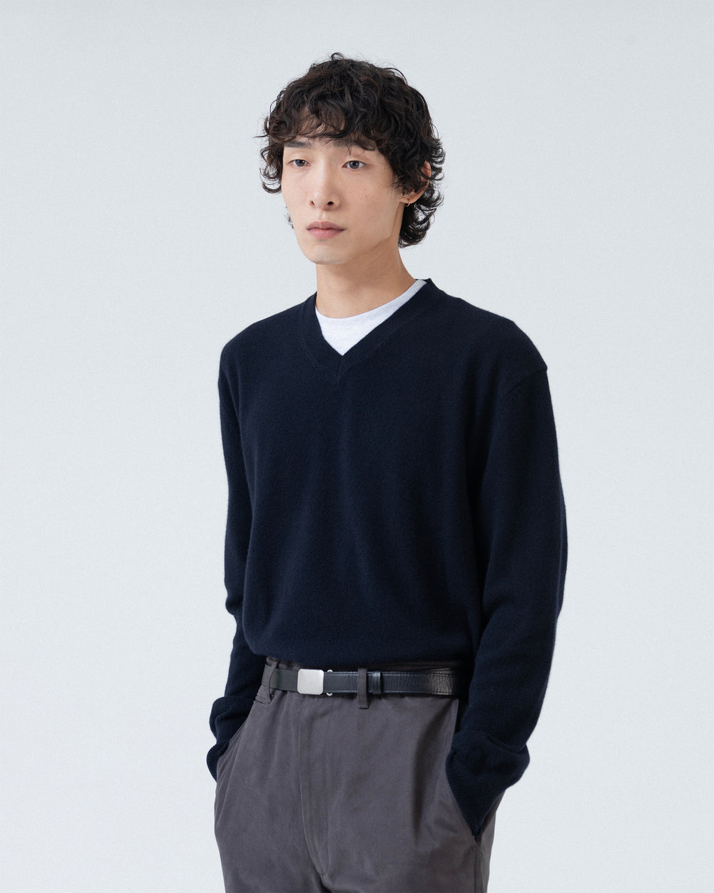 Brownyard - Extra Super Fine V Neck Knit (Dark Navy) product image 3 | TRAB K-Fashion Australia