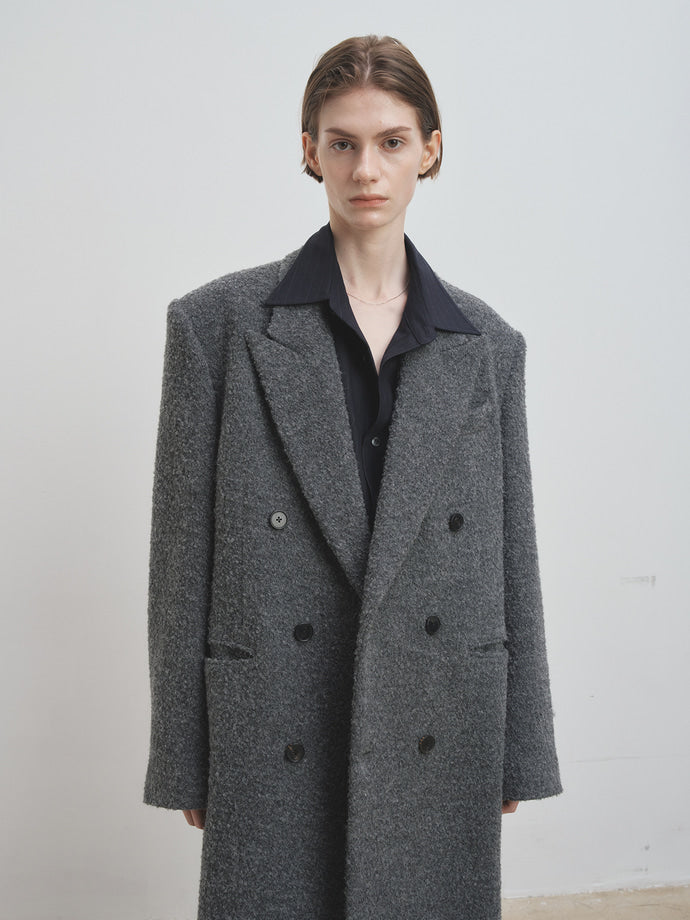 Tonywack - Textured Wool And Alpaca Double-Breasted Coat (Grey) product image 5 | TRAB K-Fashion Australia