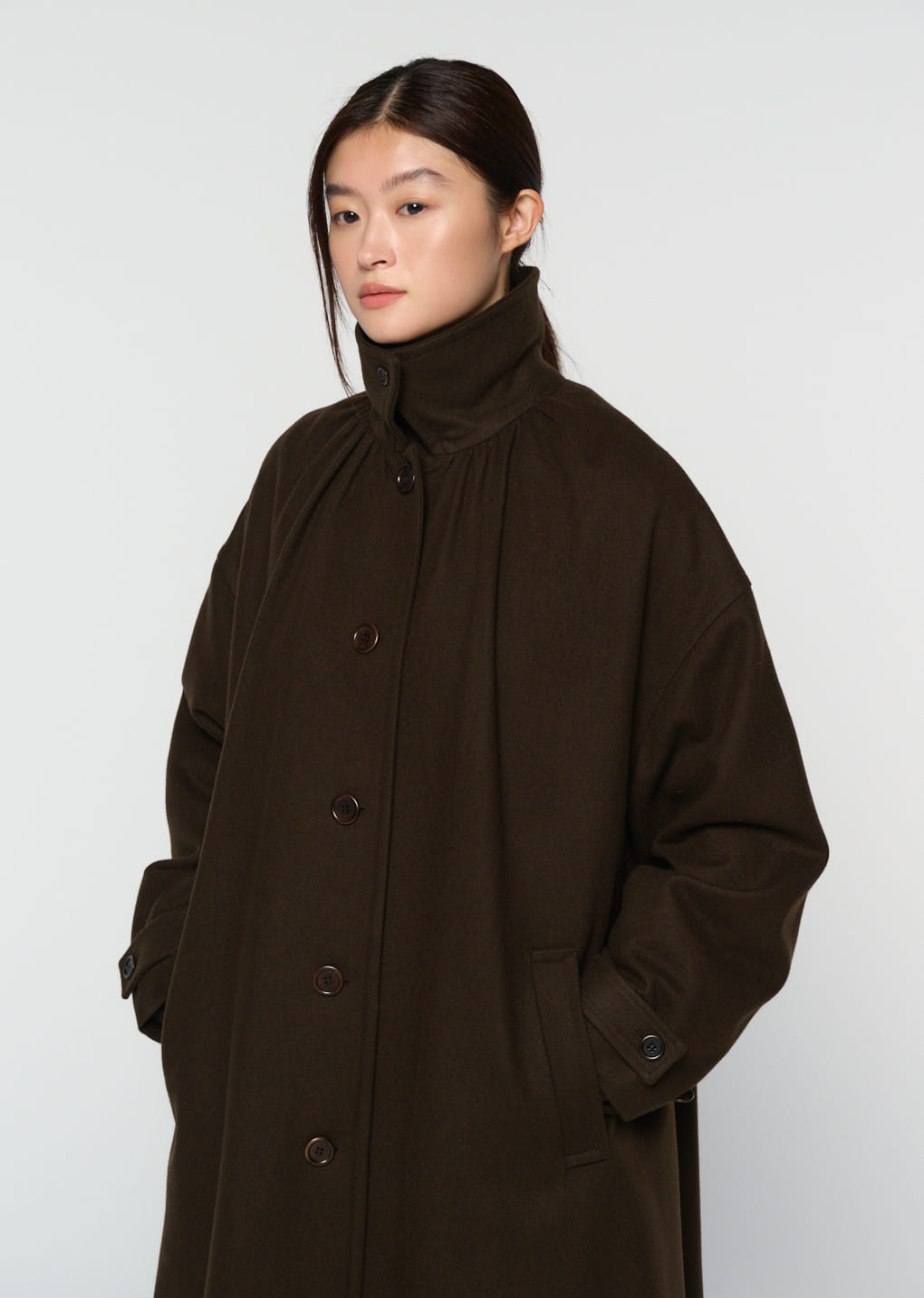 Amomento - shirring coat (Brown) product image 8 | TRAB K-Fashion Australia