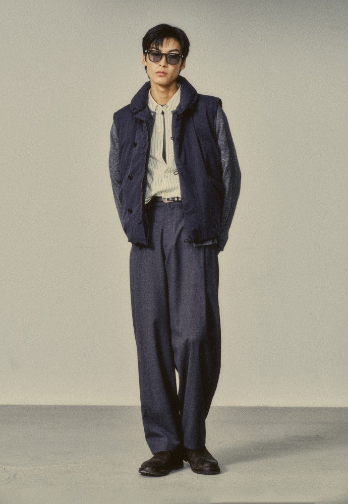 Art if acts - Shawl Collar Down Vest (Navy) product image 1 | TRAB K-Fashion Australia