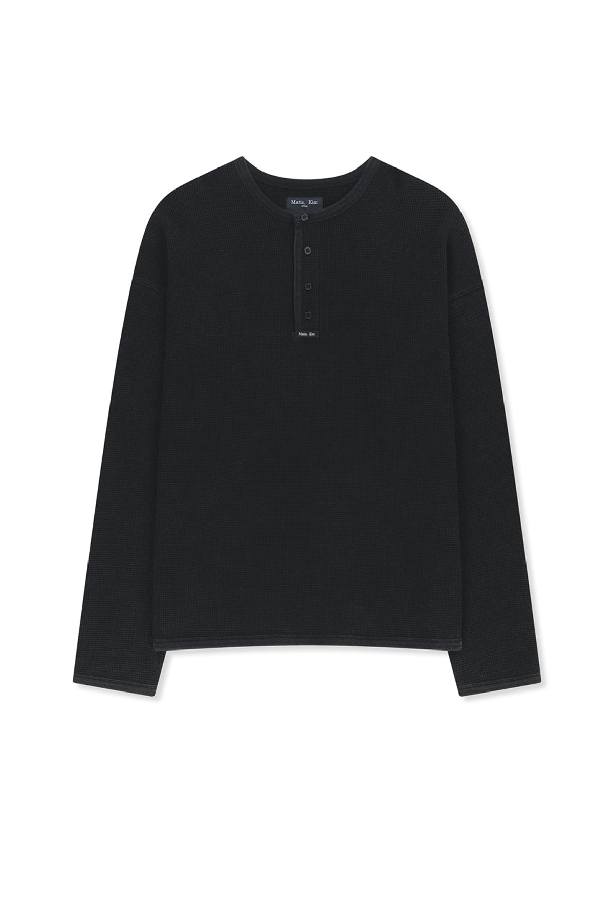 Matin Kim - Matin Washed Waffle Henley Neck Top (Charcoal) product image 13 | TRAB K-Fashion Australia