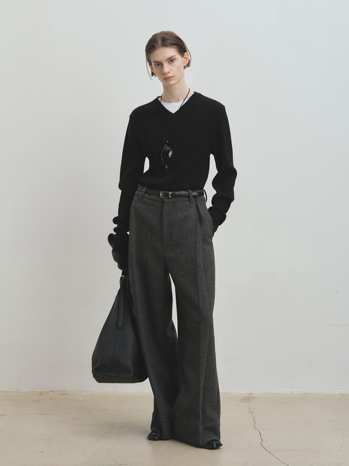 Tonywack - Deep Tuck Wide-Leg Trousers (Grey) product image 2 | TRAB K-Fashion Australia