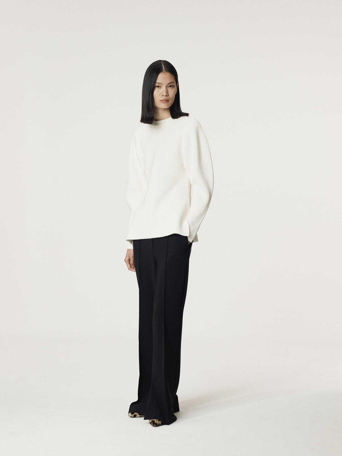 Recto - Volume Sleeve Structured Knit Top (Ivory) product image 3 | TRAB K-Fashion Australia