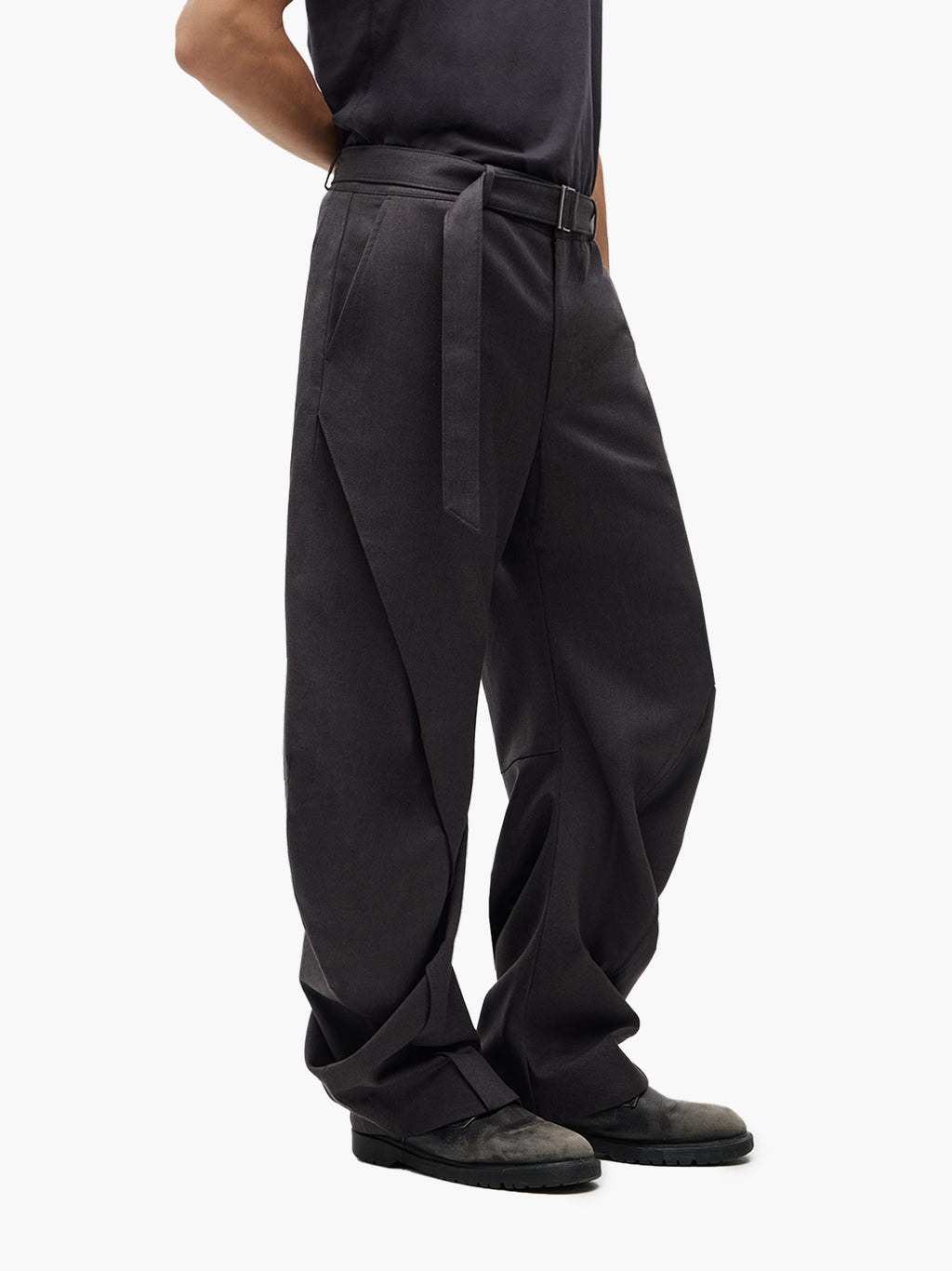 Jiyong Kim - Curved Trousers (Brown) product image 4 | TRAB K-Fashion Australia