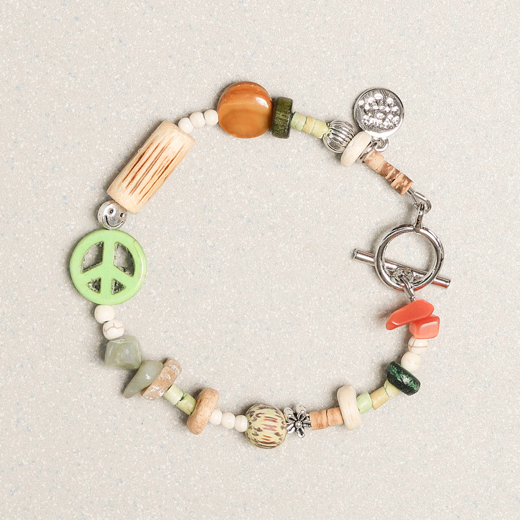 Towtow Archive - Peacemark Symbol Bracelet Leaf (Green) product image 1 | TRAB K-Fashion Australia