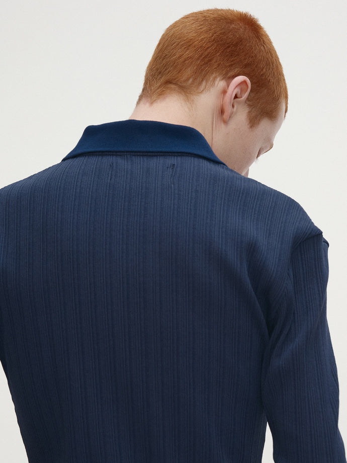 Tonywack - Easy Pleats Slim Polo Shirt (Navy Blue) product image 6 | TRAB K-Fashion Australia