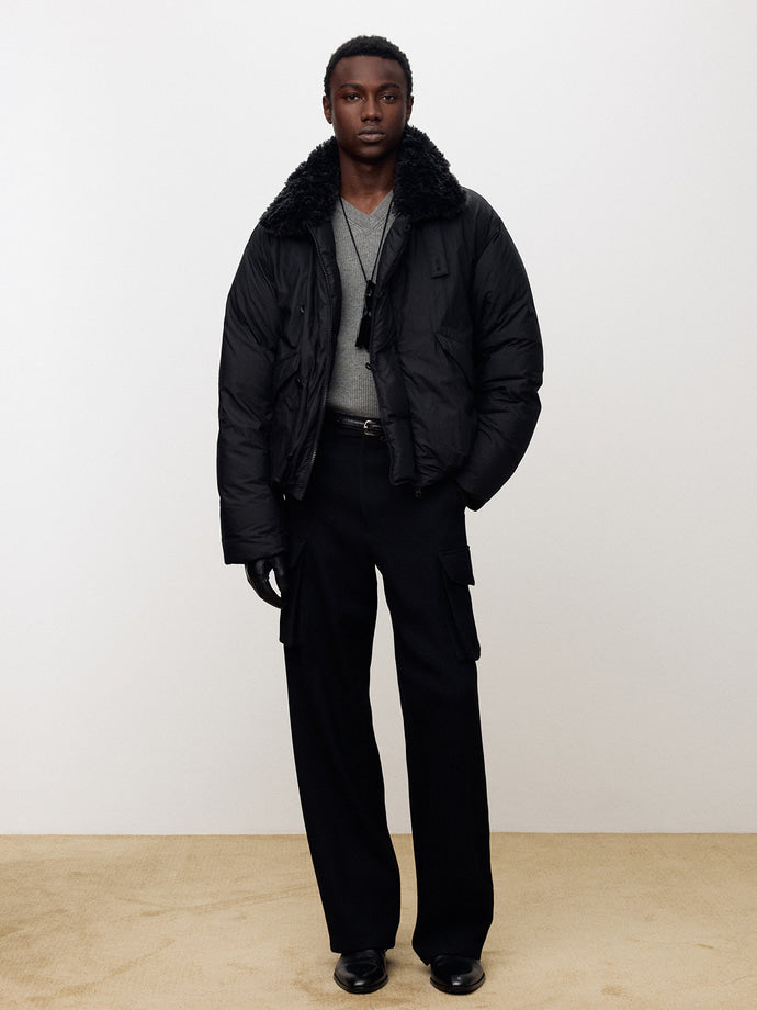 Tonywack - Textured Wool Wide Cargo Pants (Black) product image 2 | TRAB K-Fashion Australia