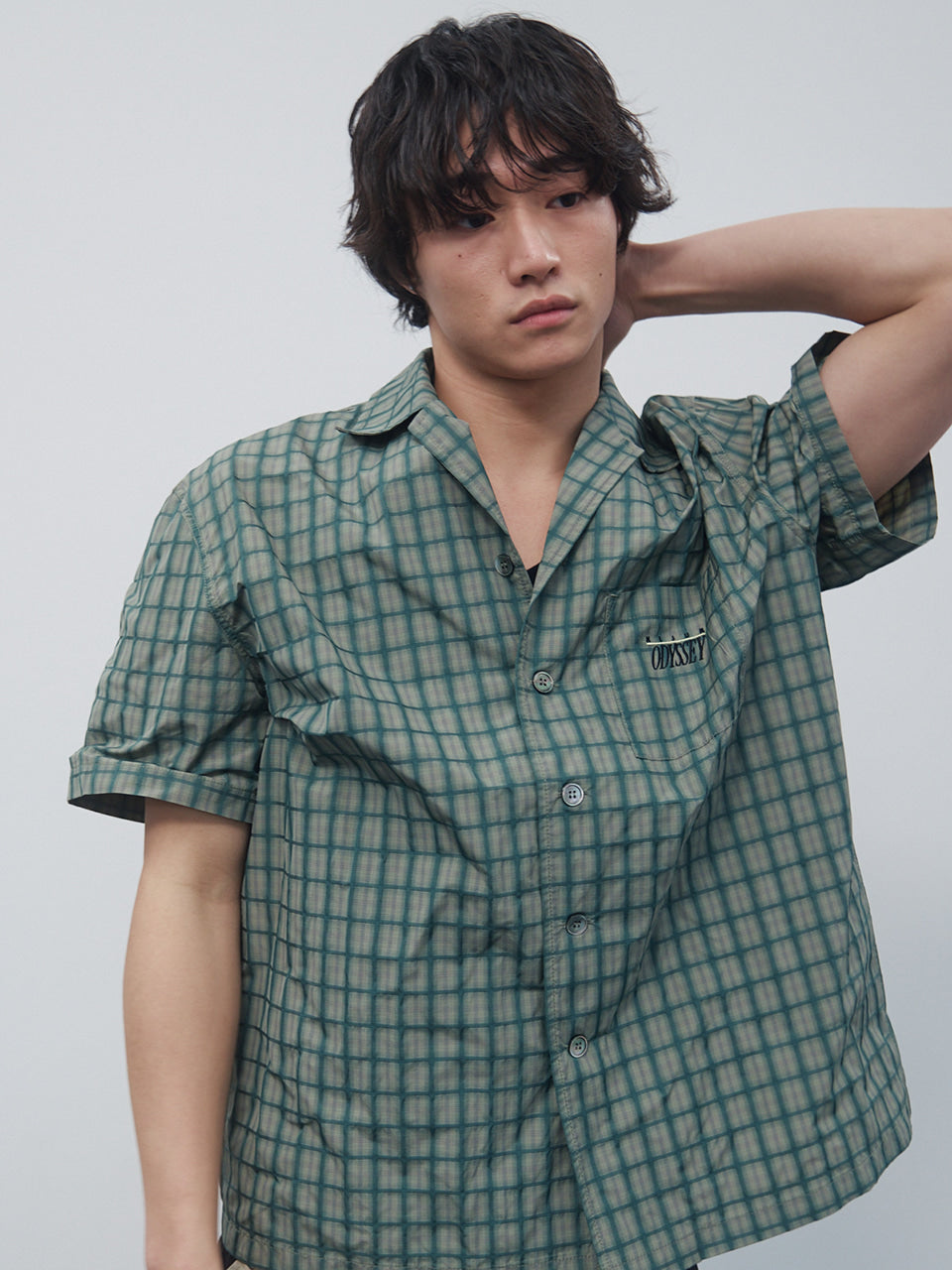 Kijun - Check Half Sleeve Shirt (Green) product image 1 | TRAB K-Fashion Australia