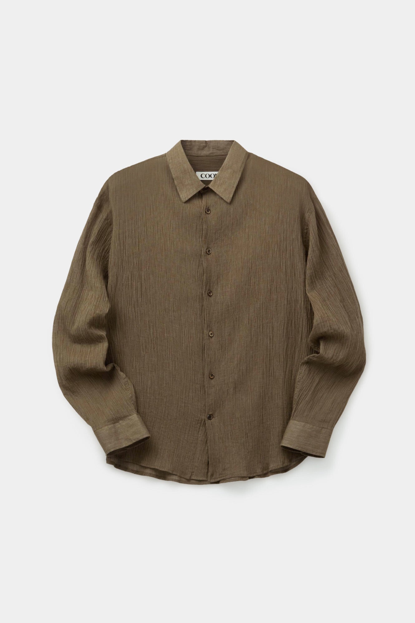 Coor - Stripe See-Through Cotton Shirt (Brown) product image 1 | TRAB K-Fashion Australia