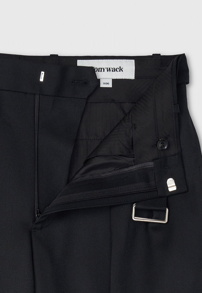 Tonywack - Wool Twill Double-Pleats Wide Trousers (Black) product image 10 | TRAB K-Fashion Australia