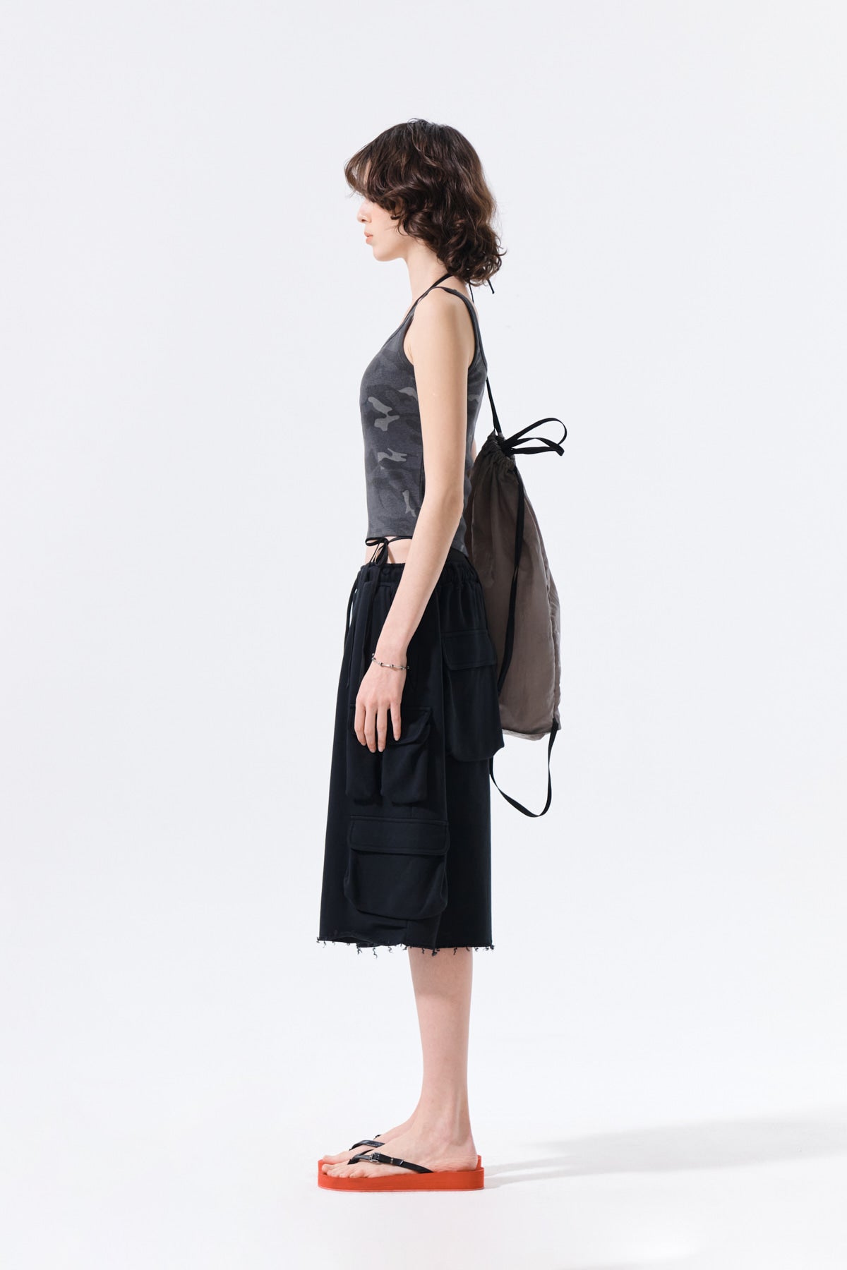 Matin Kim - Square Neck Cropped Tank Top (Charcoal) product image 7 | TRAB K-Fashion Australia