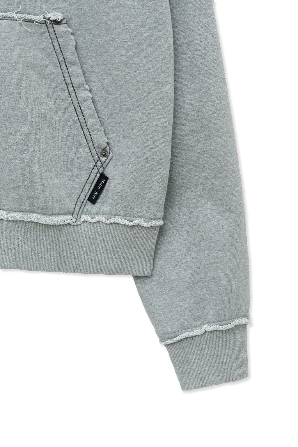 Matin Kim - Raw Cut Applique Hoody Zip Up (Grey) product image 5 | TRAB K-Fashion Australia