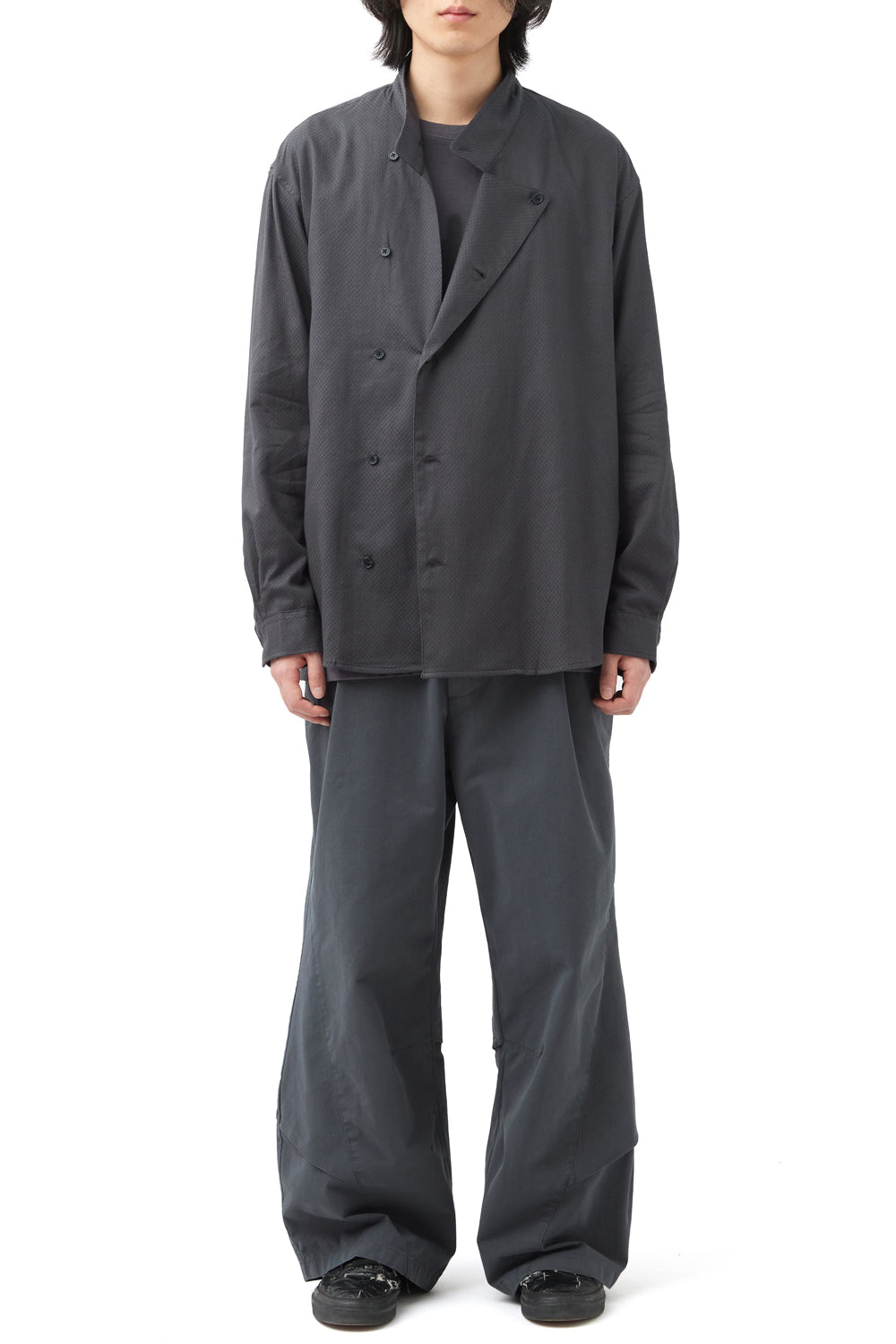 Hatchingroom - Asymmetric Double Shirt Jacquard (Charcoal) product image 4 | TRAB K-Fashion Australia