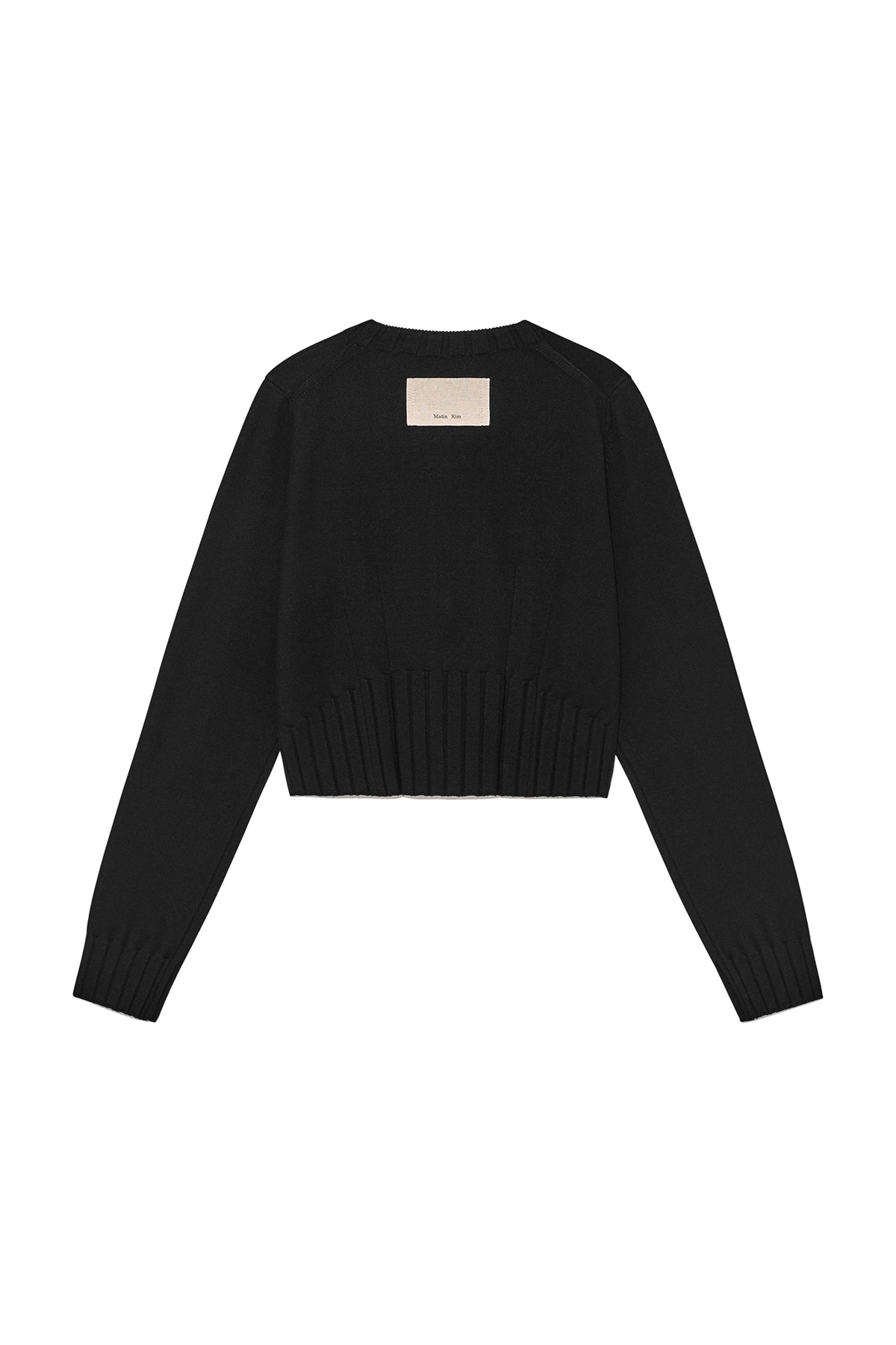 Matin Kim - Round Neck Zip Up Crop Cardigan (Black) product image 2 | TRAB K-Fashion Australia