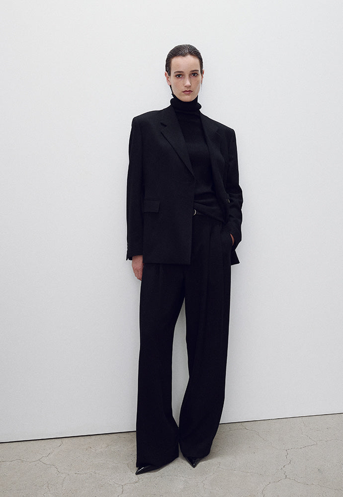 Tonywack - Virgin Wool Double-Pleats Wide Trousers (Black) product image 4 | TRAB K-Fashion Australia