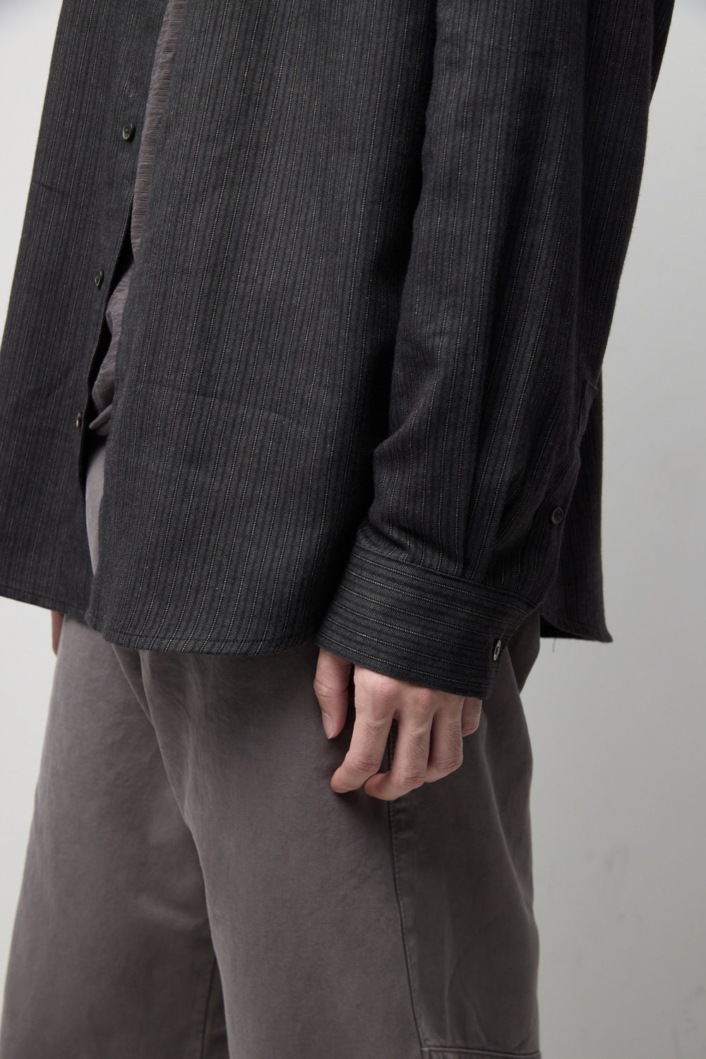 Hatchingroom - Shirring Shirt Vintage Stripe (Charcoal) product image 15 | TRAB K-Fashion Australia