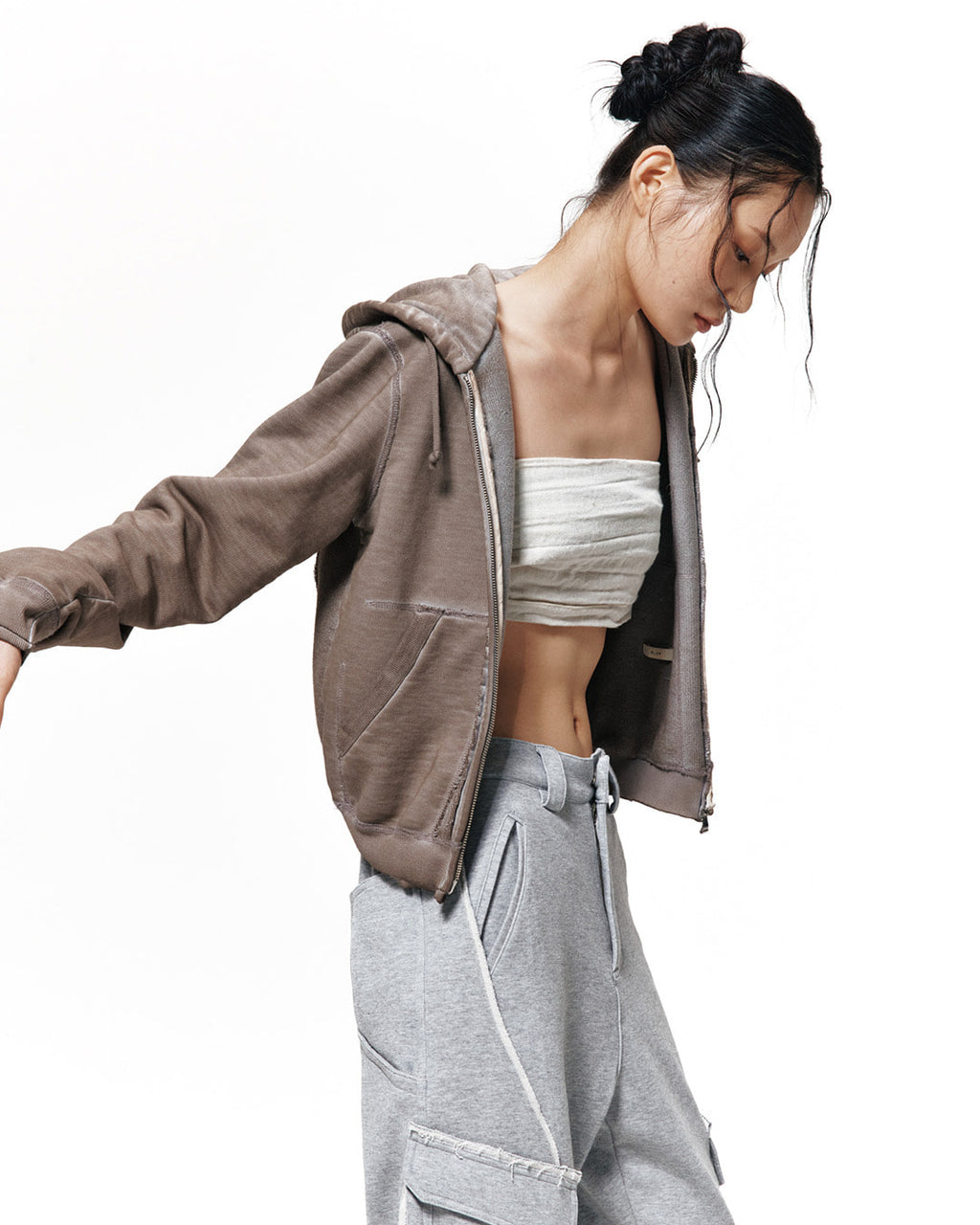 XLIM - Ep.8 Women 01 Hoodie Zipup (Washed Taupe) product image 12 | TRAB K-Fashion Australia