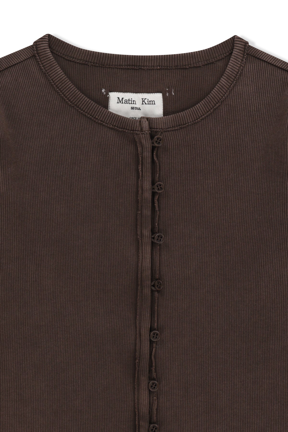 Matin Kim - Washed Rib Button Detail Top (Brown) product image 3 | TRAB K-Fashion Australia