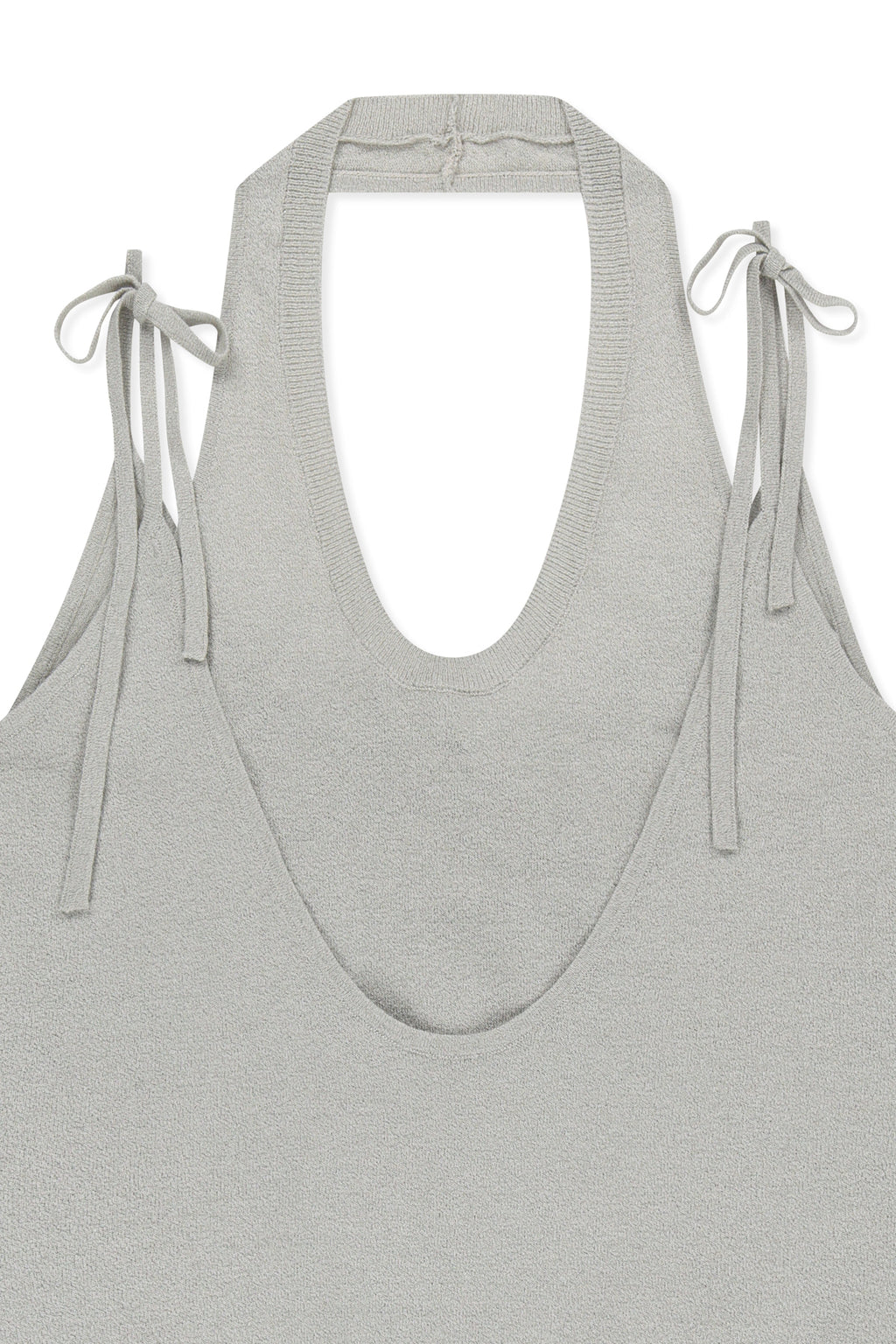 Matin Kim - Layered Tie Halter Neck Knit Top (Light Grey) product image 3 | TRAB K-Fashion Australia