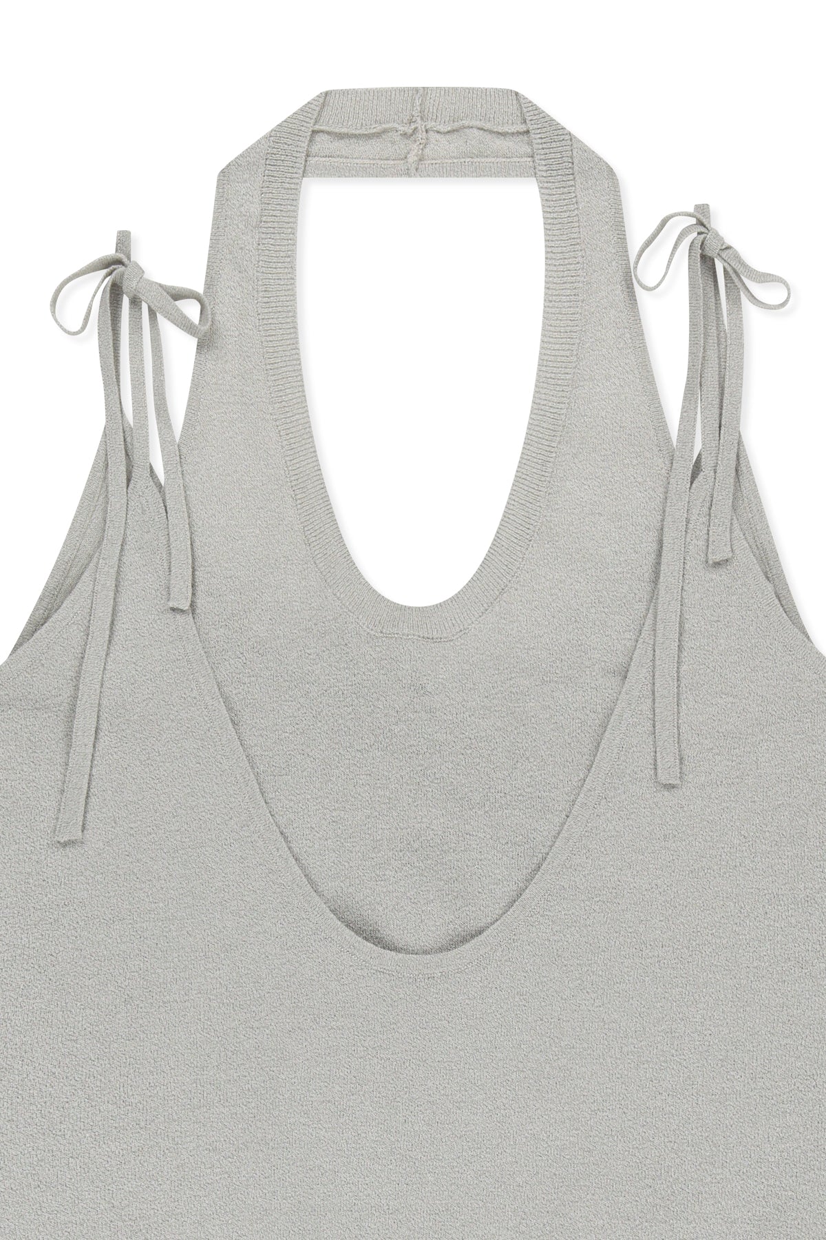 Matin Kim - Layered Tie Halter Neck Knit Top (Light Grey) product image 3 | TRAB K-Fashion Australia