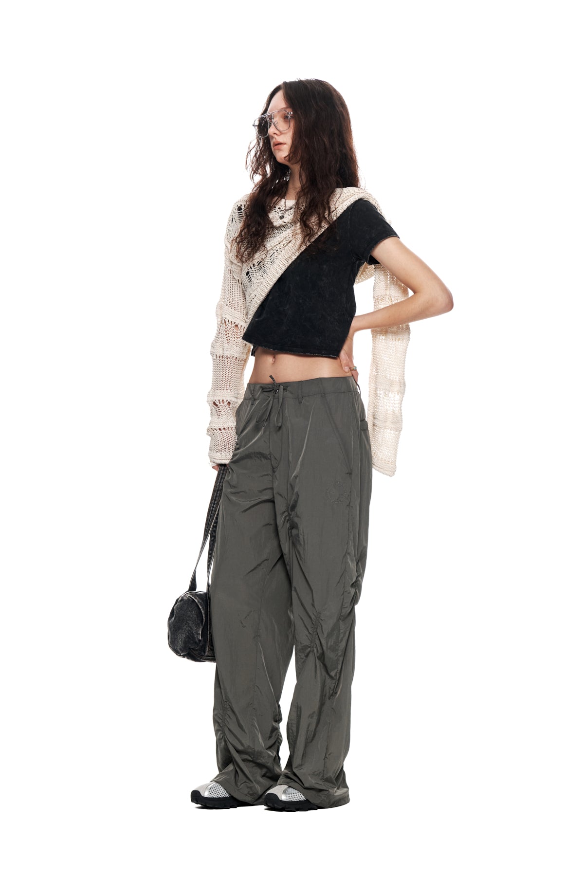 Matin Kim - Shirring Point Nylon Pants (Khaki) product image 9 | TRAB K-Fashion Australia