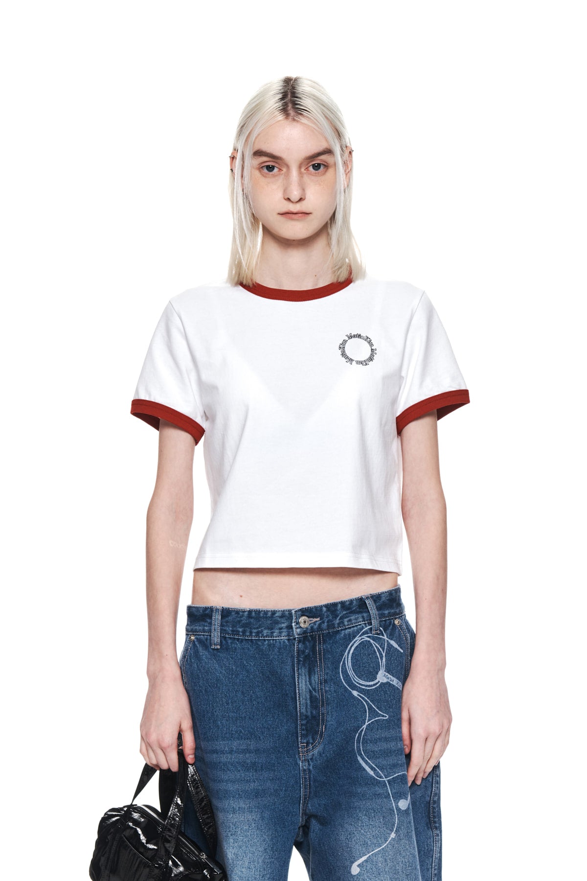 Matin Kim - Circle Logo Ringer Crop Top (Red) product image 10 | TRAB K-Fashion Australia