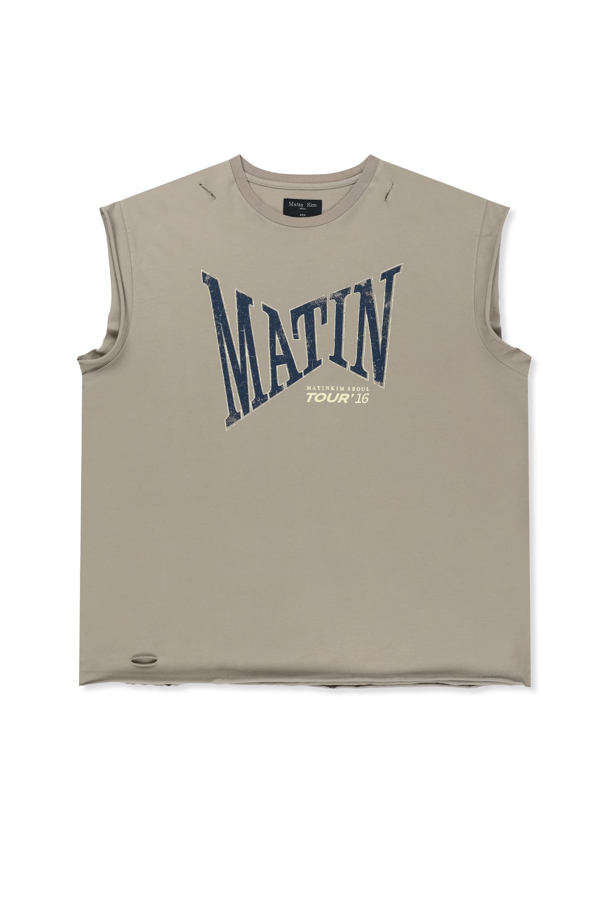 Matin Kim - Raw Edge Cut Out Sleeveless Top (Beige) product image 1 | TRAB K-Fashion Australia
