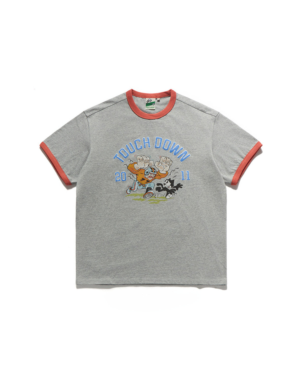 Eastlogue - Felix Breakaway Rugby Ringer T-shirts (Melange Grey & Salmon) product image 1 | TRAB K-Fashion Australia