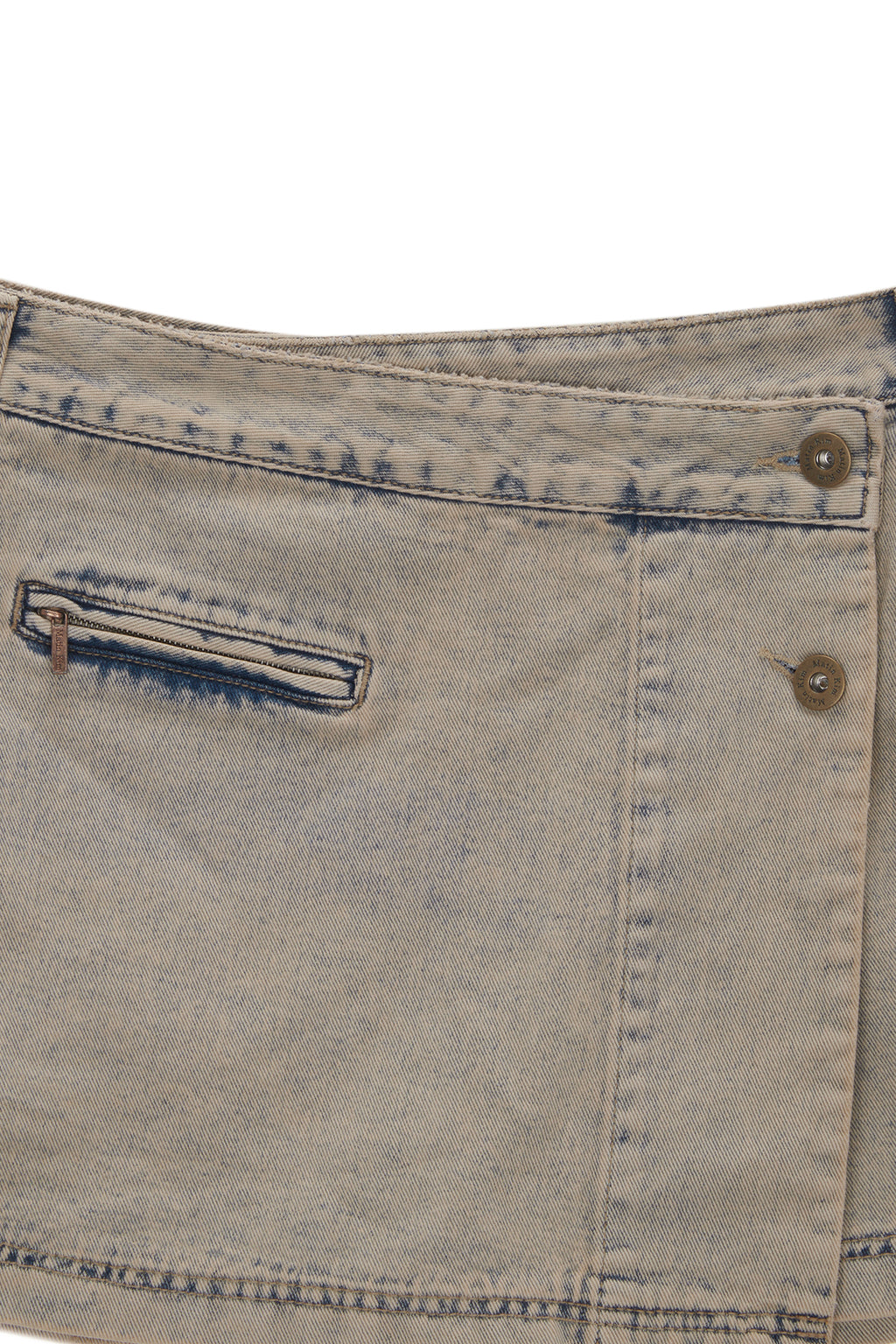 Matin Kim - Pleats Wrap Denim Mini Skirt (Beige) product image 3 | TRAB K-Fashion Australia