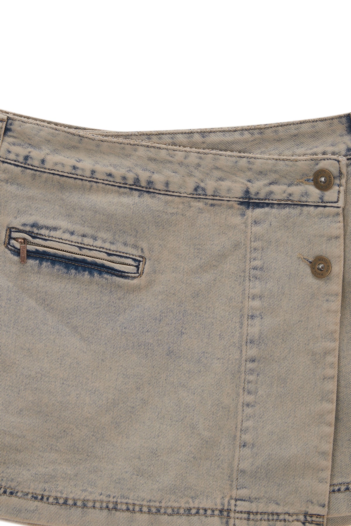 Matin Kim - Pleats Wrap Denim Mini Skirt (Beige) product image 3 | TRAB K-Fashion Australia