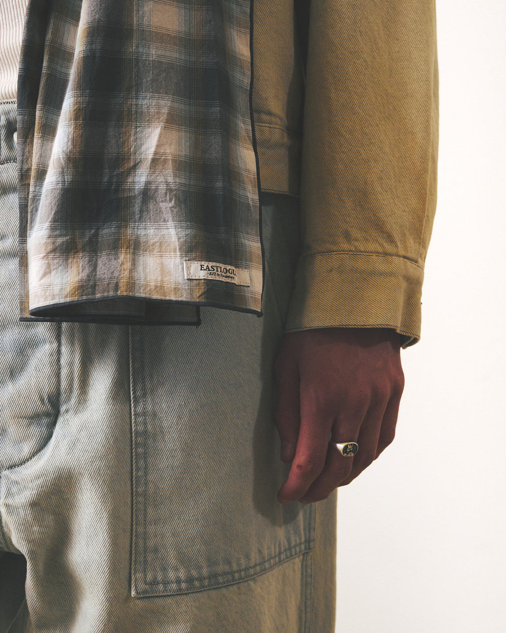 Eastlogue - Pattern Scarf (Beige & Blue Check) product image 3 | TRAB K-Fashion Australia