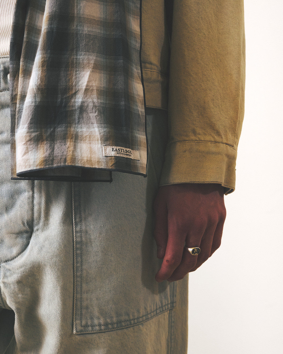 Eastlogue - Pattern Scarf (Beige & Blue Check) product image 3 | TRAB K-Fashion Australia
