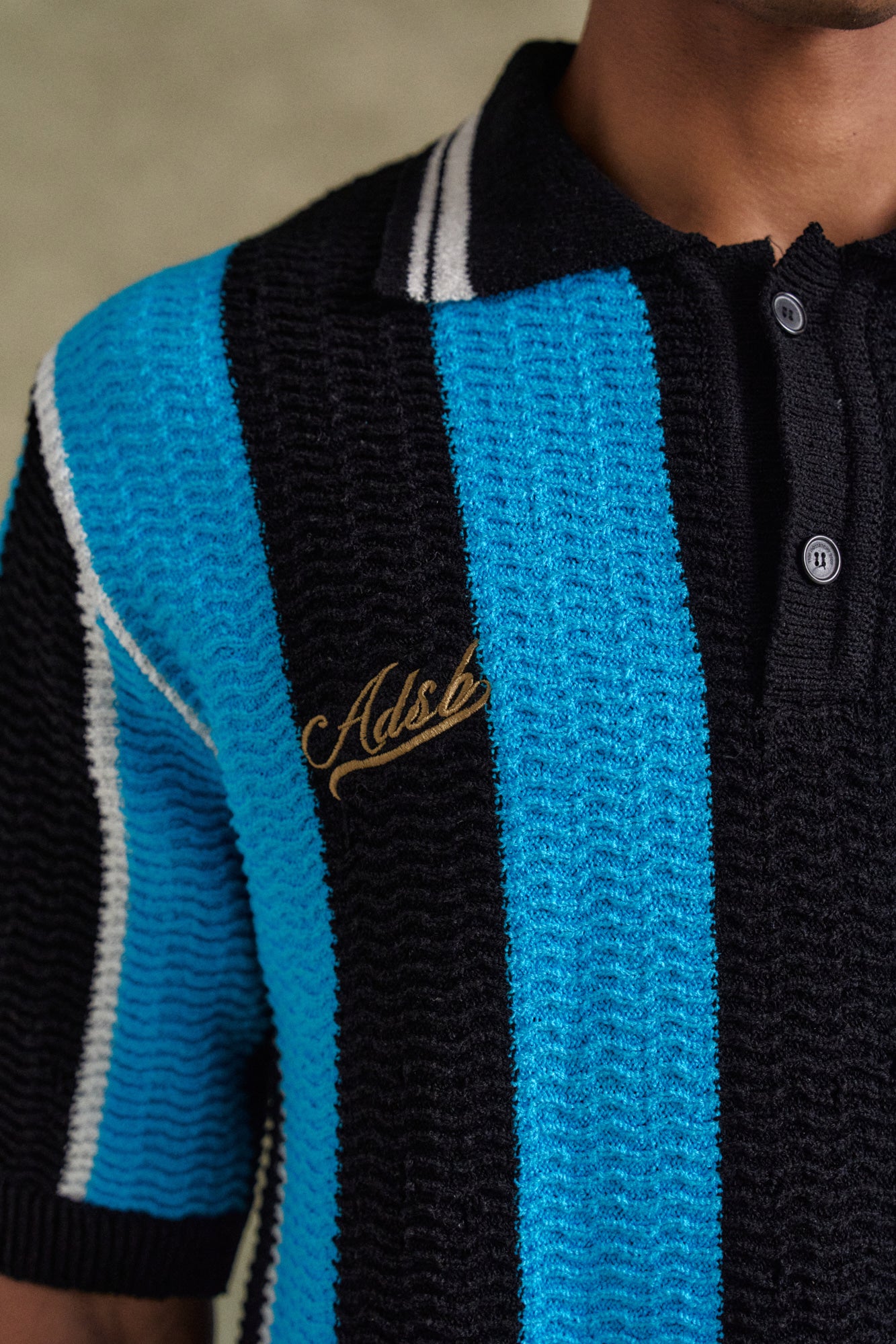Andersson Bell - Stripe Soccer Polo Sweater (Black/Blue) product image 6 | TRAB K-Fashion Australia