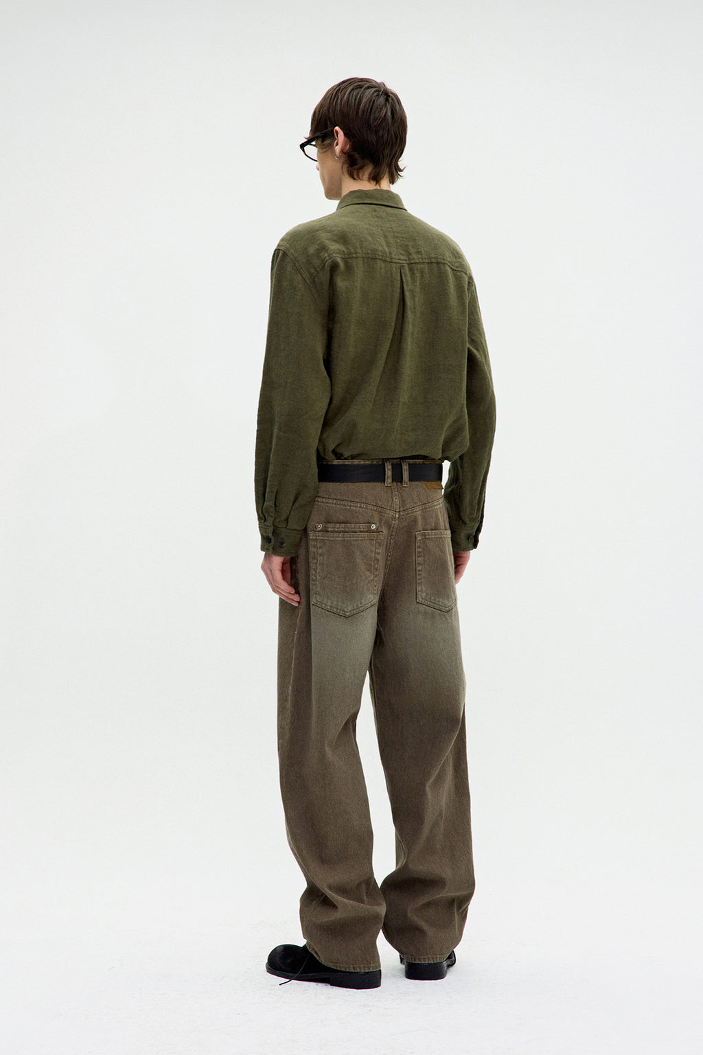 Coor - Embossed Pointed Linen Textured Shirt (Washed Khaki) product image 4 | TRAB K-Fashion Australia