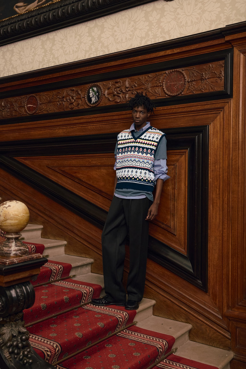 STU - Jacquard Sweater Vest (Navy) product image 8 | TRAB K-Fashion Australia